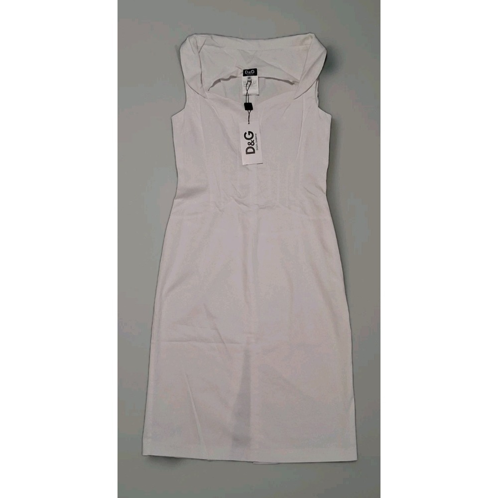 Dolce & Gabbana Ivory Sweetheart Sheath Dress Size 44 Sleeveless Corset Style